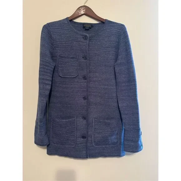 Pendleton Womens Medium Button Cardigan Sweater Cotton Heather Blue Lightweight - Picture 1 of 9